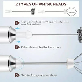 Mixer Elétrico 2 em 1 para Ovos, Leite e Café- A batedeira perfeita para todos os momentos