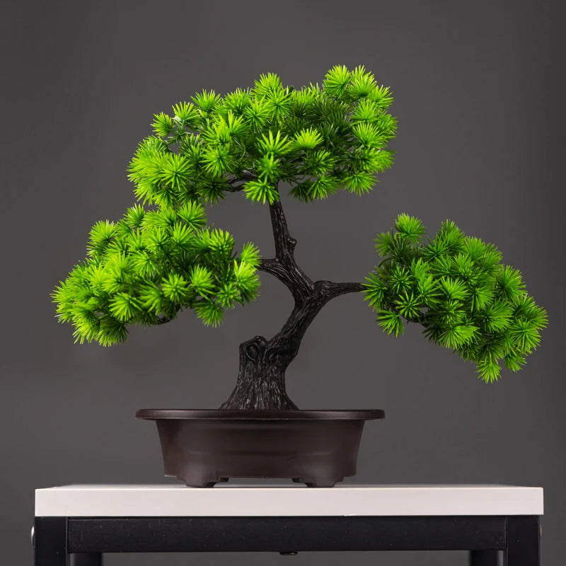 Bonsai de Pinheiro Artificial Com 27cm - Decoração de Mesa e Ambiente