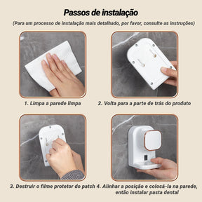 Dispenser automático de pasta de dente com 3 modos - Dispensador inteligente de parede com sensor e carregamento USB